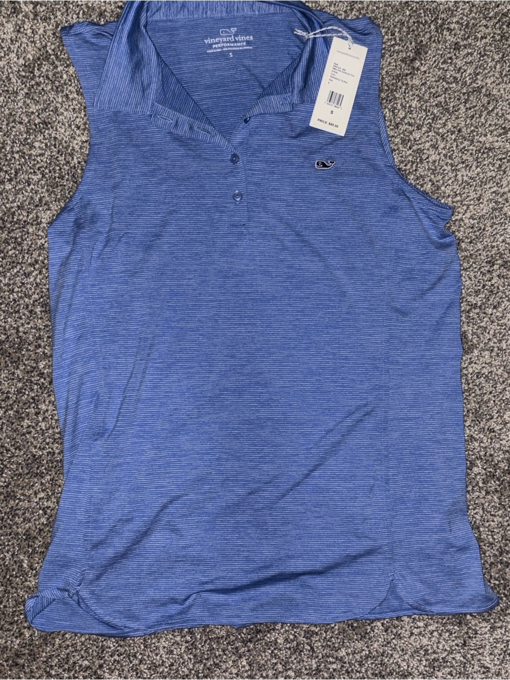 Vineyard Vines Blue Sleeveless Polo - Performance Knit